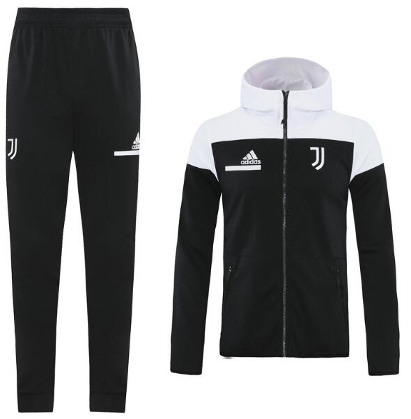 Juventus Black White Training Suits Hoodie Jacket with Pants 2020/21